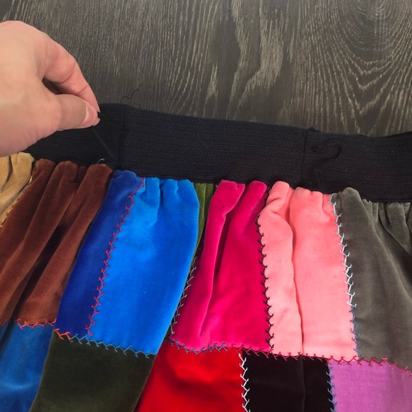 Vintage 1970โs Velvet Patchwork Maxi Skirt - Picture 4 of 11
